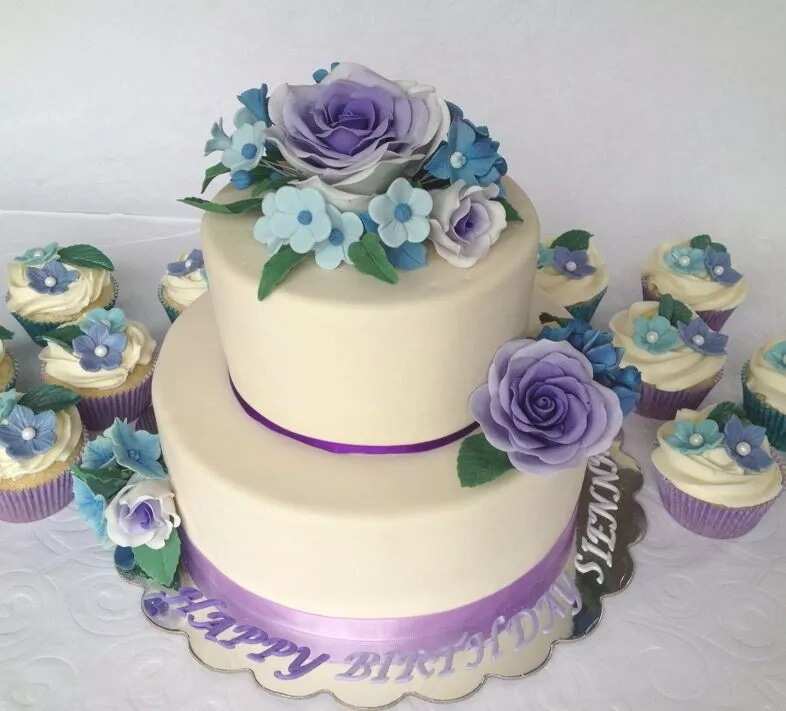 Birthday cake with flowers for woman with name