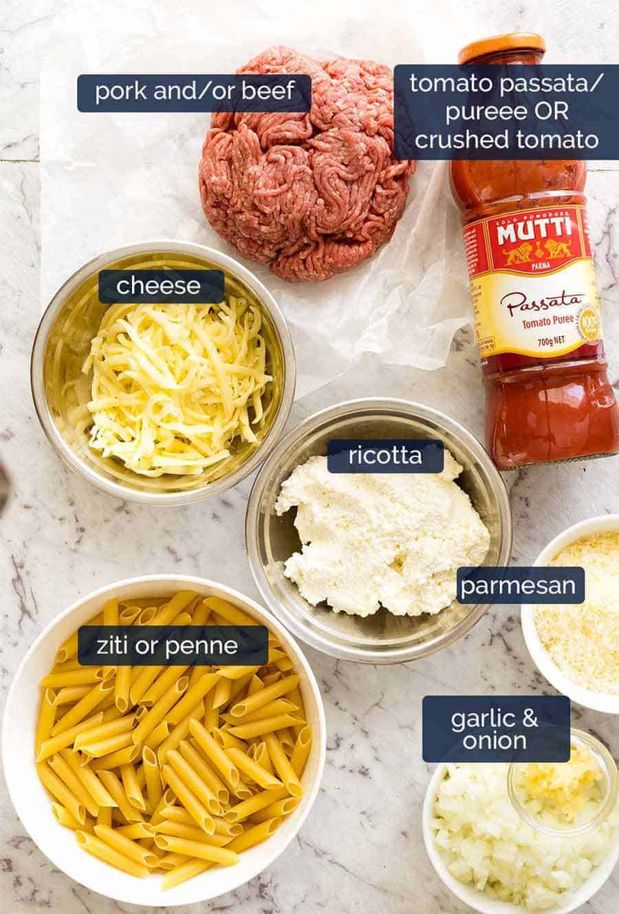 Ingredients in Baked Ziti