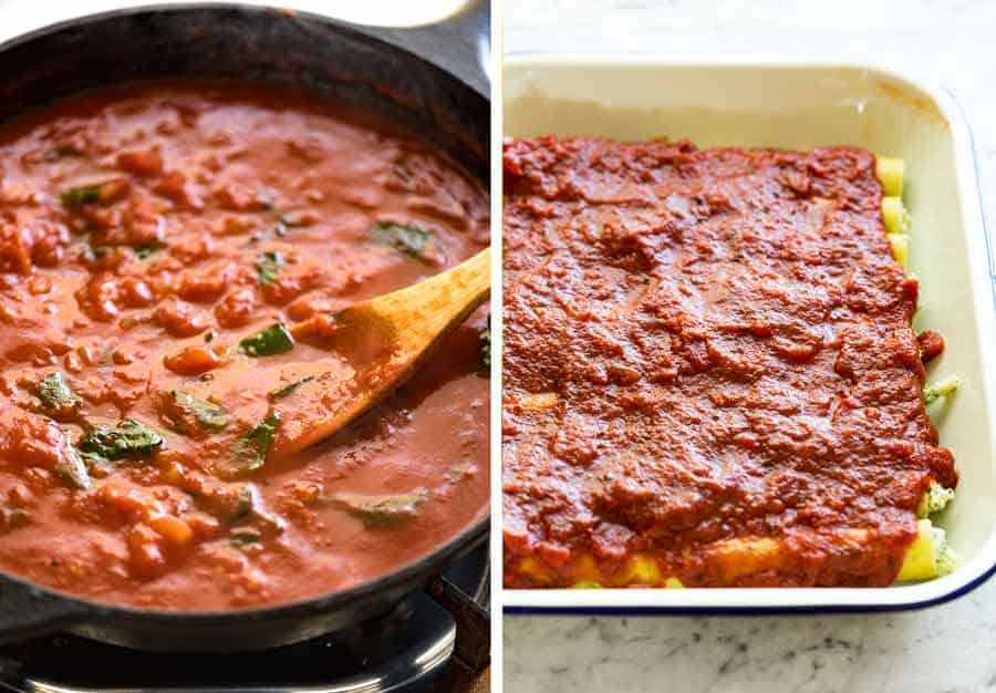 Tomato pasta sauce for cannelloni
