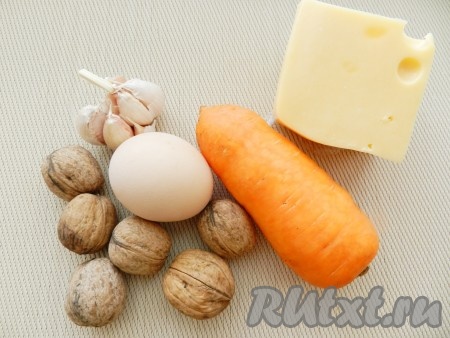 Ингредиенты для приготовления морковного салата с сыром