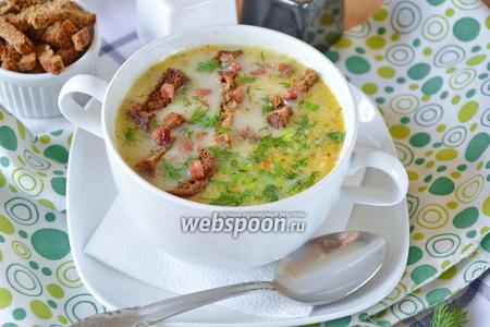 Фото рецепта Сырный суп с копчёностями