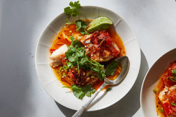 Image for Tomato-Poached Fish With Chile Oil and Herbs