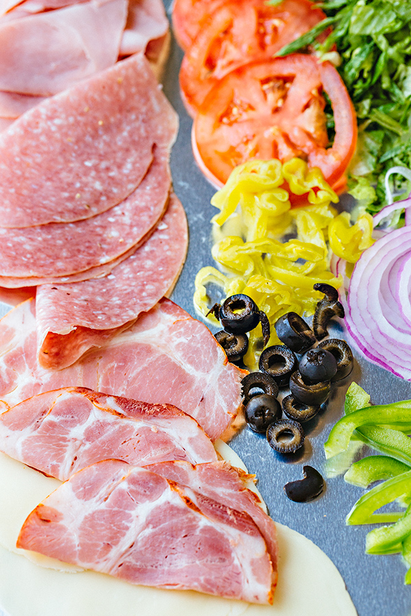 Ingredients for Italian Sub with Red Wine Vinaigrette 