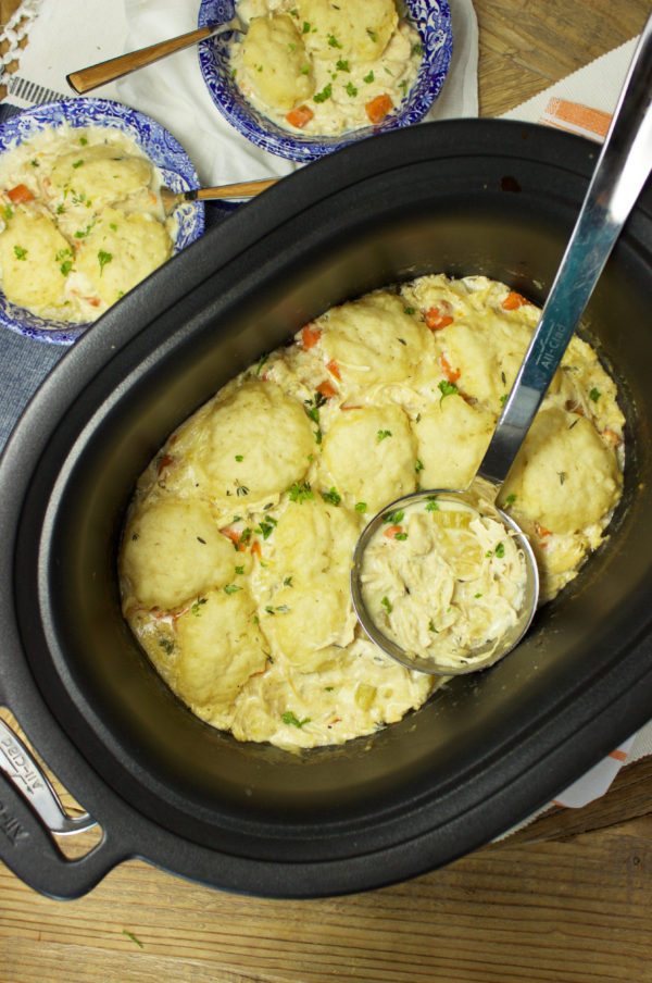 serving Slow Cooker Chicken and Dumplings